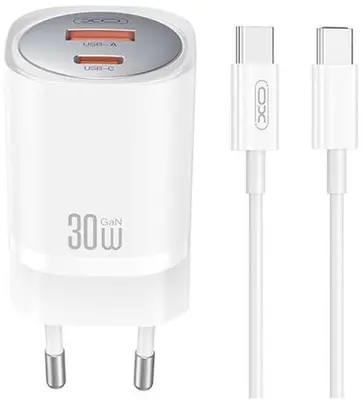 XO CE21 USB-A/USB Type-C hálózati töltő 30W fehér (XO-CE21)