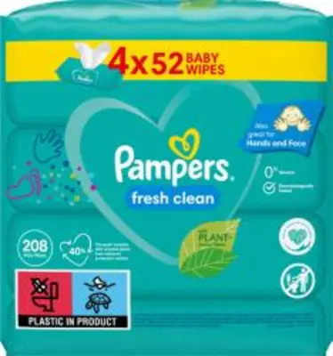 Pampers Fresh Clean Nedves Törlőkendő, 4x52 db