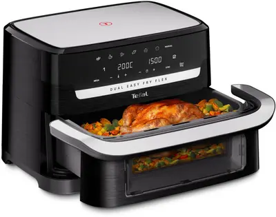 Forrólevegős fritőz Tefal Dual Easy Fry Flex EY9228E0 Fekete