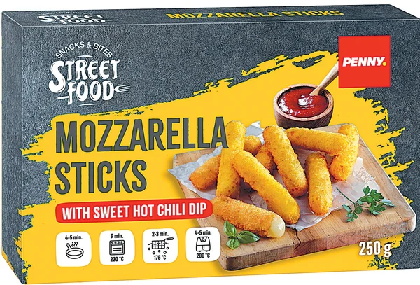 Penny mozzarella sticks, 250 g