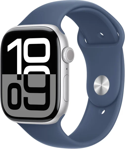 Apple Watch Series 10 42mm Cellular Silver Aluminium Case with Denim Sport Band - S/M