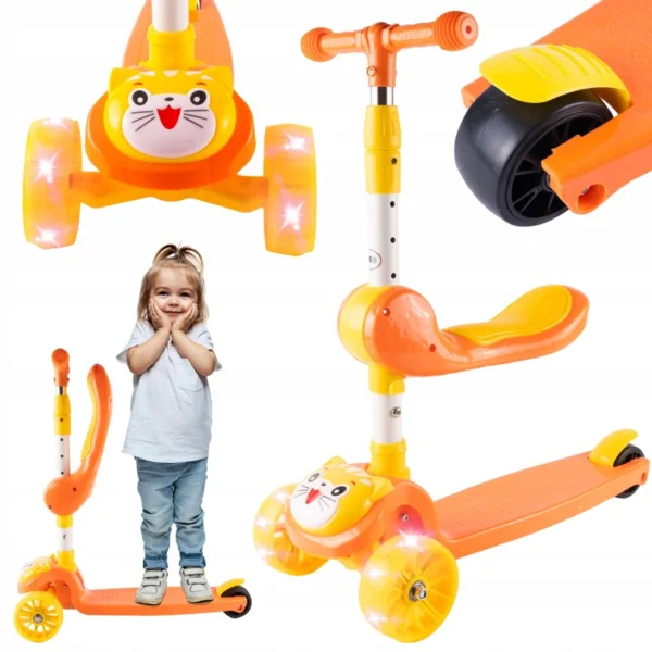 MalPlay Háromkerekű Roller Gyerek Roller 2IN1 Összecsukható Állítható Led Kerék (112312)