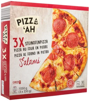PIZZ‘AH Kövön sütött pizza szalámis, 3 x 350 g
