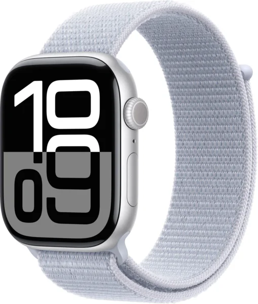 Apple Watch Series 10 46mm Silver Aluminium Case with Blue Cloud Sport Loop
