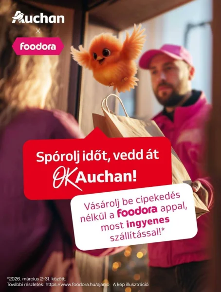 Ingyenes házhozszállítás az Auchan üzleteiből a foodorán