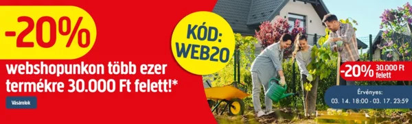 Online vásárlásnál -20% 30k felett