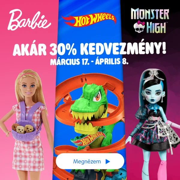 Barbie, Hot Wheels és Monster High akció (akár -30%)