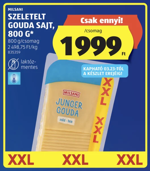 Milsani Gouda sajt, 800 g