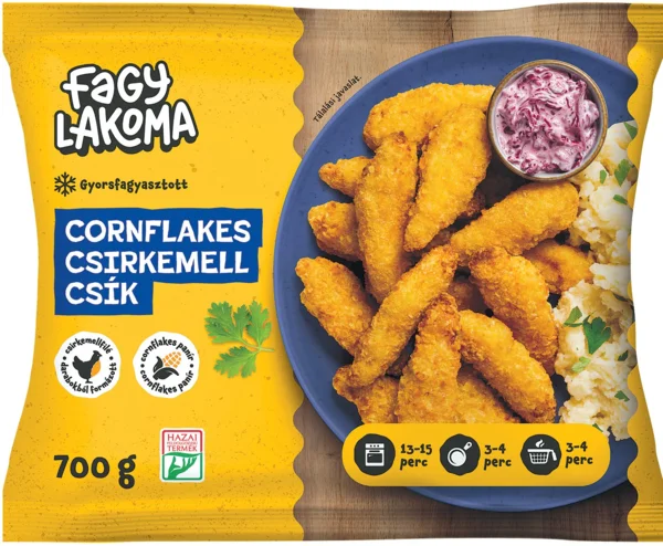 Fagylakoma cornflakes csirkemell csík, 700 g