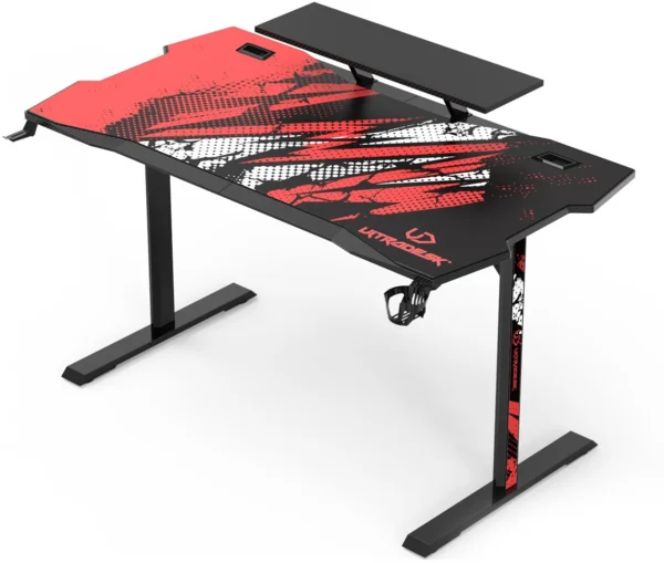 Ultradesk Atomic fekete-piros gaming asztal (AlzaPlus+) + ajándék szék