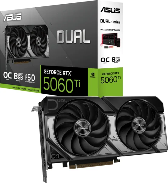 ASUS DUAL GeForce RTX 5060 Ti O8G videókártya