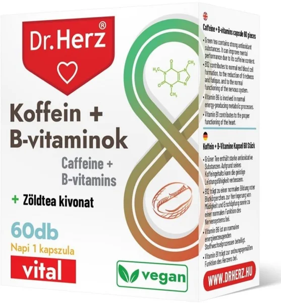 Dr. Herz Koffein + B-vitaminok kapszula - 60db