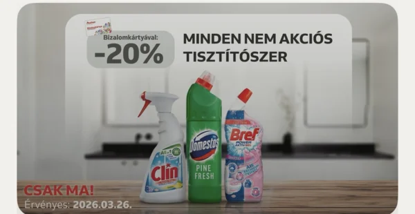 Auchan 20% kedvezmény tisztítószerekre