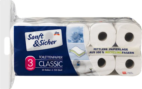 Sanft&Sicher Toalettpapír Classic, 3-rétegű, 20x220 lap, 20 db