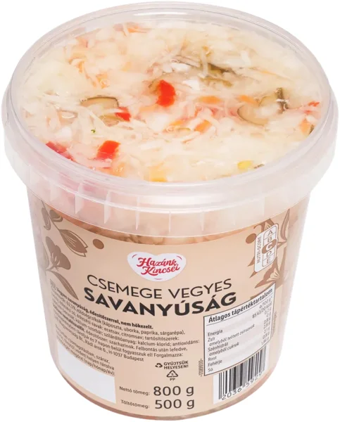 Hazánk Kincsei Vegyes savanyúság, Töltőtömeg: 500 g