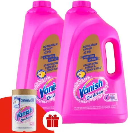 Vanish Pink folyékony Folttisztító 2x4L + Ajándék Vanish Oxi Action Folttisztító és Fehérítő por 625g