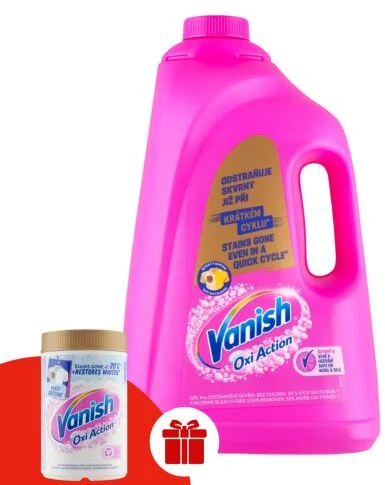 Vanish Pink folyékony Folttisztító 4L + Ajándék Vanish Oxi Action Folttisztító és Fehérítő por 625g
