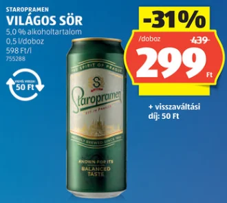 Staropramen Dobozos 0,5 l 5%