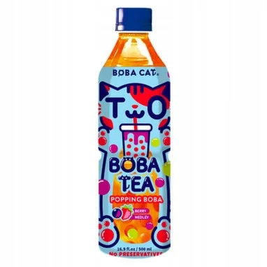 Boba Cat Berry Medley Popping Boba Tea 500ml – gyümölcsös buborék tea TWN (rövid lejárat)