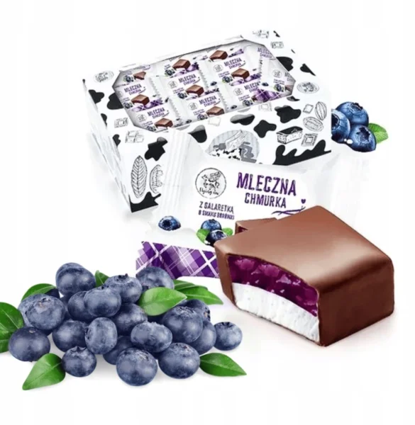 Csokoládé öntetű zseléhab áfonya Milkly Clouds 1kg