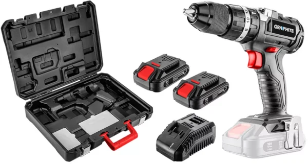 GRAPHITE Akkus szénkefementes ütvefúró Energy+, 18V, 13mm, 2db akkuval 2Ah, töltővel, koffer (58G020-SET2)