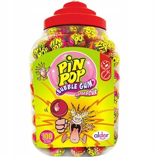 Aldor Pin Pop savanyú nyalóka gumival 100 db