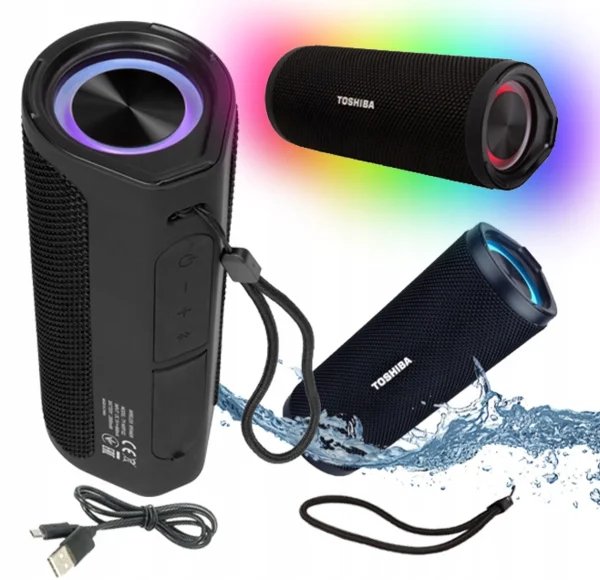 Toshiba Hordozható Vezeték Nélküli Bluetooth Led Hangszóró Ip67 Usb Partybox