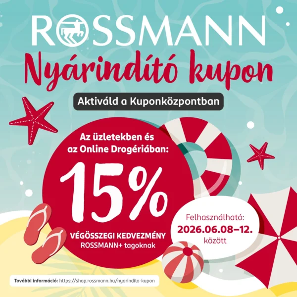 Rossmann+ tagsággal 15% végösszegi kupon