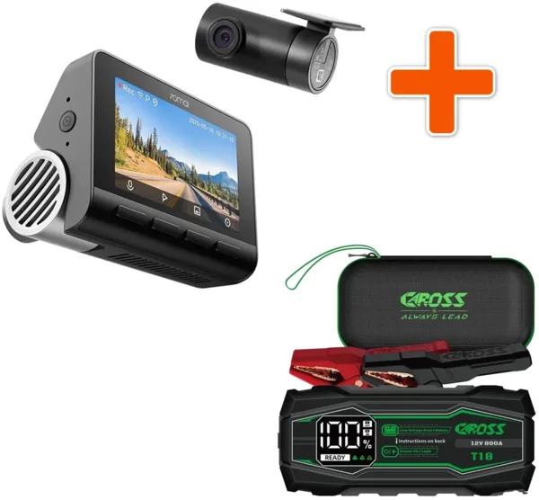 70mai Dash Cam 4K A810S HDR Set menetrögzítő kamera + hátsó szett ráadás Caross USA T18 Jump Starter és külső akkumulátor