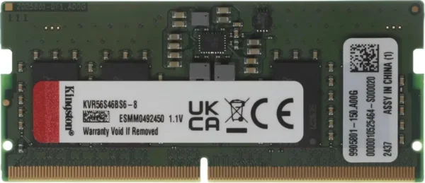 Kingston 8GB DDR5 5600MHz laptop memória