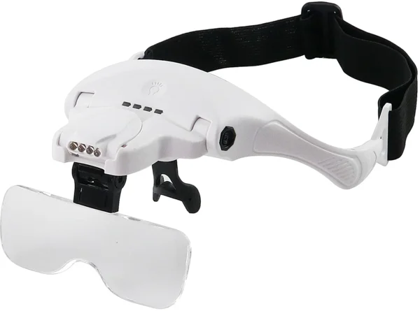 Rechargeable Eyegalsses Bracket Headband Interchangeable Illuminated Magnifier w Cold Warm Light Bright Magnifier with 5 Lens