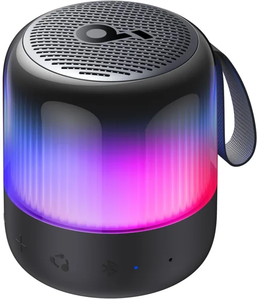 soundcore Glow Mini Speaker, Portable Bluetooth Speaker, 360° Sound, Light Show, 12h Playtime, Individually Adjustable EQ & Light, IP67 Waterproof & D