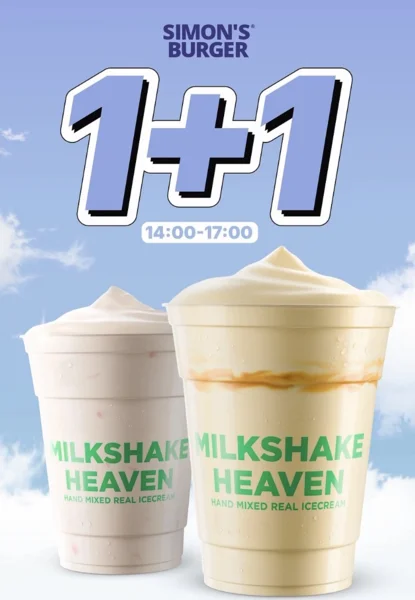Minden shake mellé ajándék shake jár az összes Simon’s étteremben! (Csak 14 és 17 óra között)