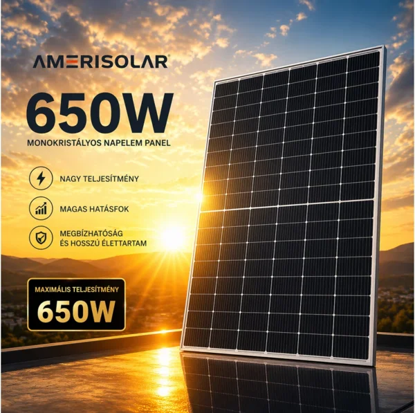 Amerisolar AS-8M132-HC 650W monokristályos napelem panel
