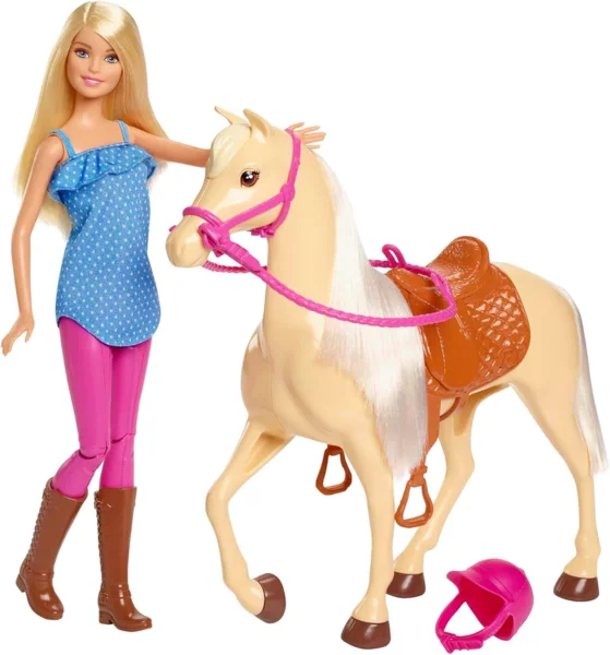 Barbie baba lóval és mozgatható térdekkel (FXH13)