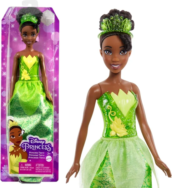 Mattel Disney Princess Tiana csillogó ruhás játékbaba kiegészítőkkel (HLW04)