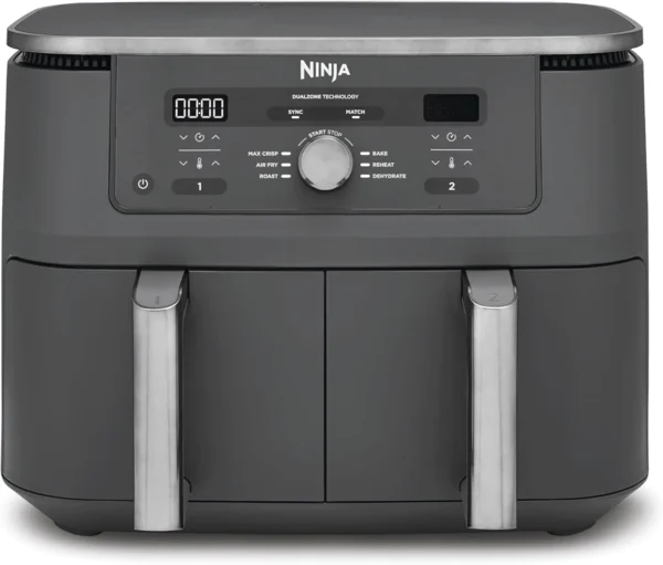 Ninja DZ400EU Dual Zone forrólevegős sütő, 9,5L, 6 az 1-ben, szürke