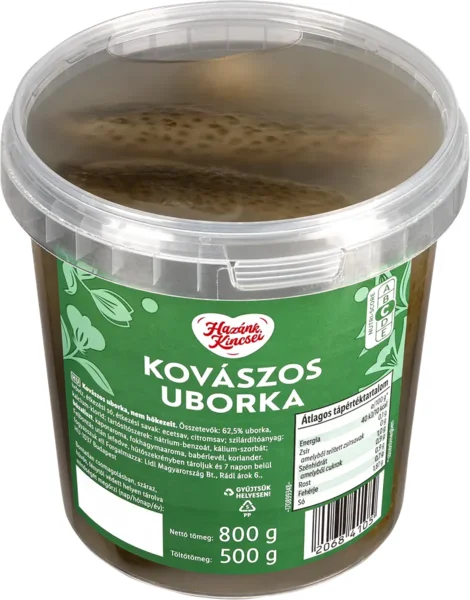 Hazánk Kincsei Kovászos uborka, Töltőtömeg: 500 g
