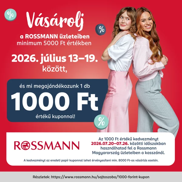 1000 forint értékű kedvezmény - Szerezd meg és vásárolj kedvezményesen üzleteinkben! ROSSMANN