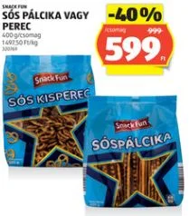 Snack Fun sós pálcika vagy perec, 400g