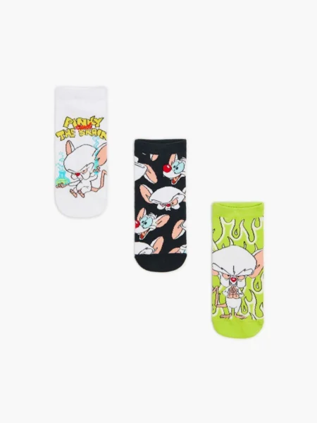 3 db nyomott mintás zokni Pinky and the Brain (698IY-90X)
