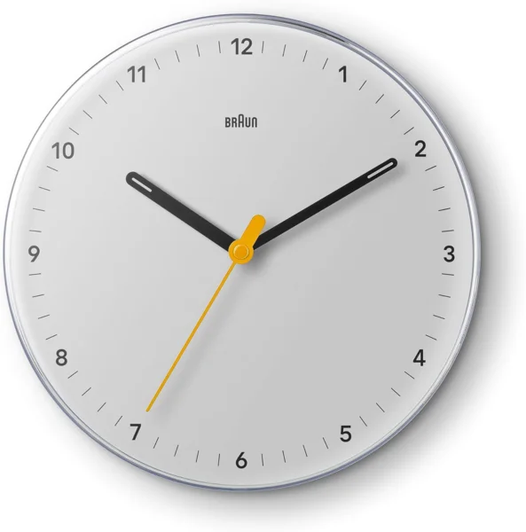 Braun BC26W analóg falióra, csendes kvarc szerkezet, 23 cm, fehér