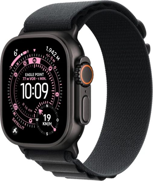 Apple Watch Ultra 3 GPS + Cellular 49 mm titán okosóra, fekete Alpine Loop szíjjal
