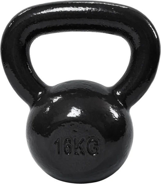 Amazon Basics 16 kg öntöttvas kettlebell, fekete