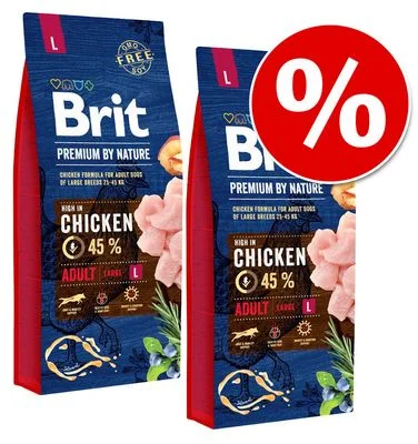 Brit Premium by Nature dupla csomag, Premium by Nature, Adult Large, 2 x 15 kg