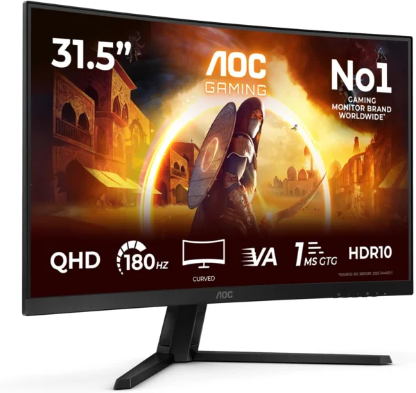 AOC CQ32G4VE 32" ívelt WQHD gaming monitor, 180Hz, 1ms, VA, HDR10, FreeSync, fekete