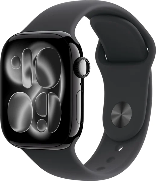 Apple Watch Series 11 GPS 42mm okosóra, gyémántfekete alumínium tok, fekete sportszíj