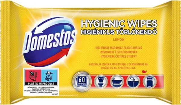 Domestos Lemon Higiénikus törlőkendő, 6 x 60 db