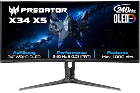 Predator X34 X5 Gaming Monitor 34" UWQHD, QD-OLED, 240Hz,