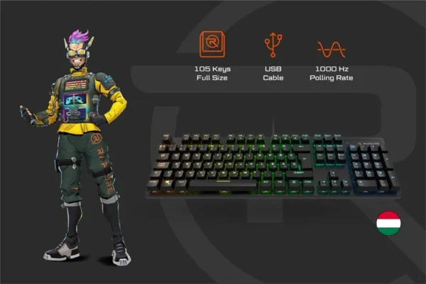 Rapture X-RAY Outemu Red, fekete, HU gamer billentyűzet (AlzaPlus+)